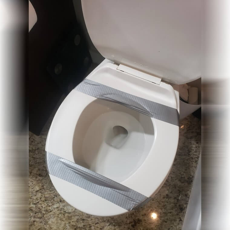 A Toilet Seat Got in Between Them